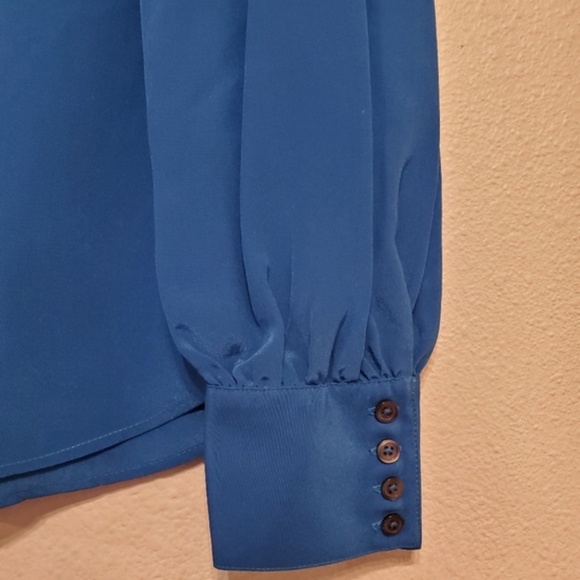 Boden Blouson Sleeve Silk Shirt- cyan NWT - Picture 5 of 12